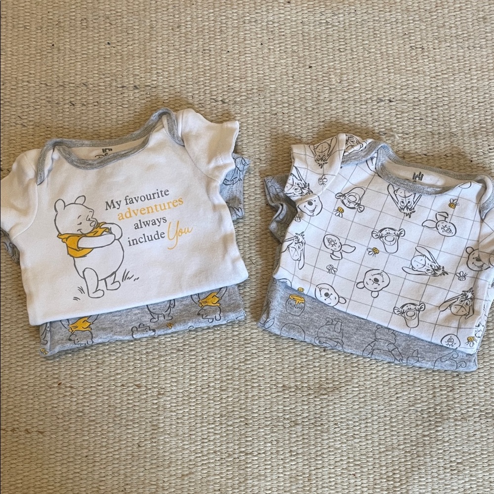 Disney Baby White and Gray Onesie